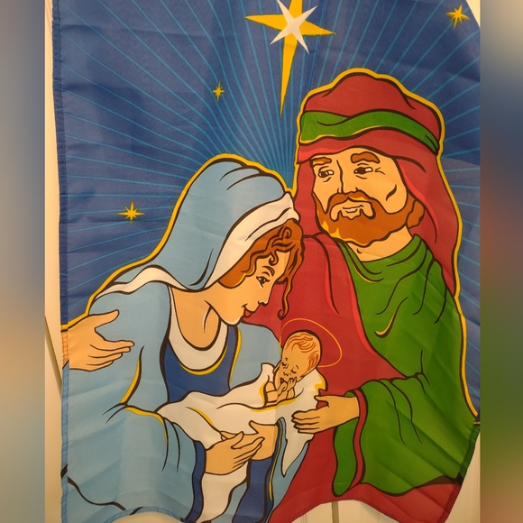 Nativity Birth Of Jesus Garden House Flag 29" X 40" Yard Banner by Meadow Creek - Picture 2 of 5